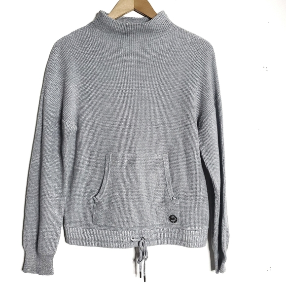 Michael Kors Womens Knit Sweater Size M Gray Neutral Casual Chic Gorpcore Sporty - Picture 1 of 11
